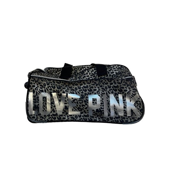 Victorias Secret PINK Leopard Print Rolling Suitcase Adjustable Handle - Picture 11 of 12